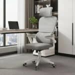 Cadeira Escritório Ergonômica Com Suporte Lombar Mesh Cinza Plástico