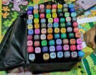 Canetas Permanentes 80 Cores Vibrantes Ponta Dupla C/ Bolsa Conjunto Canetinhas Touch Cores Vibrantes Profissional Escolar Colorir – Com Inmetro