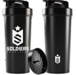 Coqueteleira Slim 600ml – Soldiers Nutrition (Preta Logo Branco)