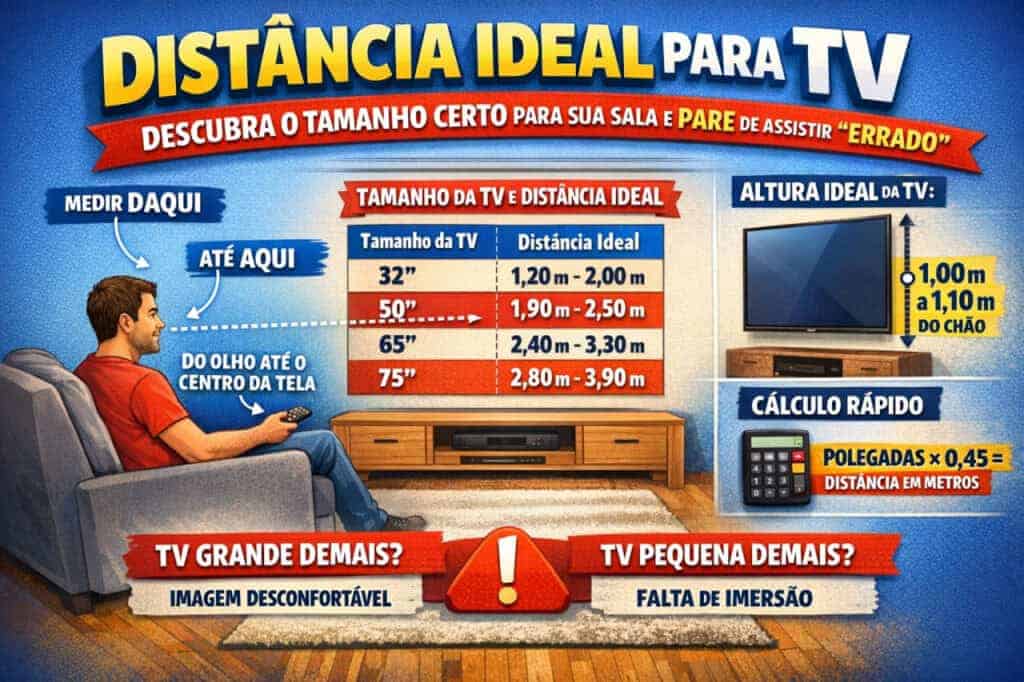 Distância ideal para TV: descubra o tamanho certo para sua sala e pare ...