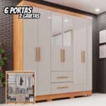 Guarda-roupa Casal com Espelho 6 Portas 2 Gavetas Estrela Premium - Sallêto Móveis