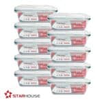 Kit 10 Potes Vidro 370ml Hermético Marmita Forno Refratário Star House