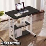 Mesa portátil para sofá e cama, mesa lateral para laptop com altura ajustável (Preto)
