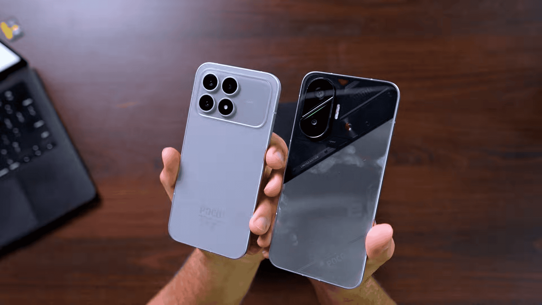 POCO F8 Pro ou POCO F7: qual Xiaomi comprar em 2026? Câmera de smartphone com design moderno e câmeras tripla e dupla.