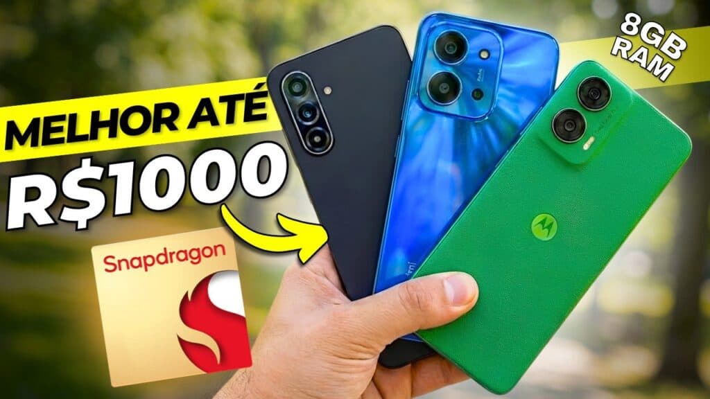 Smartphones com câmeras duplas, destaque para Motorola e Xiaomi, promoção de até R$1000,6GB RAM, Snapdragon.