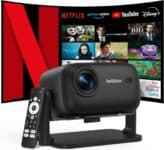 Bettdow Projetor 4k [Netflix-Licensed], Projetores Portatil 14000 Lumens Full Hd 1080p Compatível Com Android 13, Design à prova de poeira, Retroprojetor WiFi 6 BT 5.2,Foco Automático (preto)