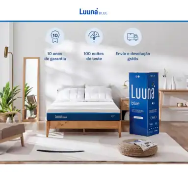 Colchão Luuna Blue Branco E Azul Queen 3 Espumas