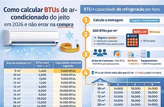 Como calcular BTUs de ar-condicionado do jeito certo em 2026 e não errar na compra