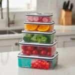 Conjunto De 5 Potes Herméticos De Plástico Retangular Com Tampa De Vedação Top - Roohs Malibu Presentes