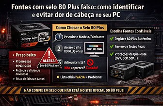 Fontes com selo 80 Plus falso: como identificar e evitar dor de cabeça no seu PC