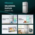Geladeira Hisense Top Freezer Inverter Inox 375l Cinza