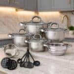 Jogo De Panelas Alemãs de Aço Cirurgico Inox 19 Peças