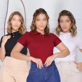 Kit 3 Camisa Feminina Gola Polo Pra Uniforme De Trabalho