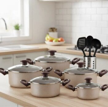 Kit Jogo De Panelas Caçarolas 9 Peças Teflon 6 Camadas Crema