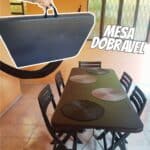 Mesa Dobrável Vira Maleta Com Alça Portátil 1.80m Para Camping Pesca Jardim Área Externa Ou Interna Salão De Festas Gourmet Cor Preto Luvinco