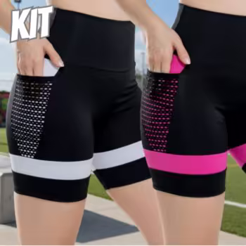 Kit 2 Shorts Feminino Academia Com Bolsos Laterais Conforto