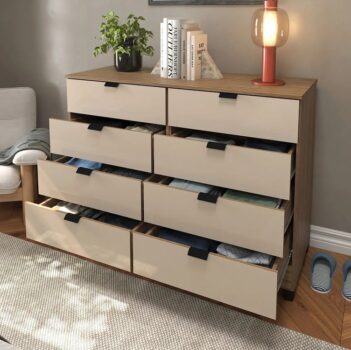 Cômoda Industrial 8 Gavetas P/ Quarto Casal Design Moderno Cor Off White