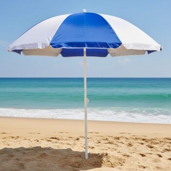 Guarda Sol Mor Grande Sombrinha Mor 1.80m Cor Azul/prata Listras