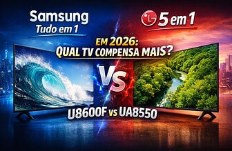 Samsung “Tudo em 1” ou LG “5 em 1” em 2026: Qual TV Compensa Mais (U8600F vs UA8550)