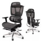 Cadeira De Escritório Ergonômica Giratoria Bt07 Malha Respirável Cor Preto Com Suporte Lombar Adaptável Apoio Para Pés Retrátil Encosto Ajustável Posições Suporta 200kg