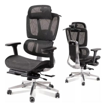 Cadeira De Escritório Ergonômica Giratoria Bt07 Malha Respirável Cor Preto Com Suporte Lombar Adaptável Apoio Para Pés Retrátil Encosto Ajustável Posições Suporta 200kg