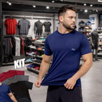 Camisa Time Fit Kit Com 4 Academia Treino Corrida Top