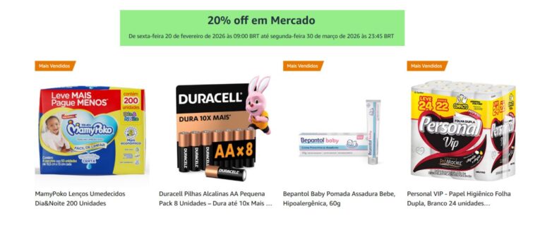 Cupom 20% OFF em Mercado – Amazon