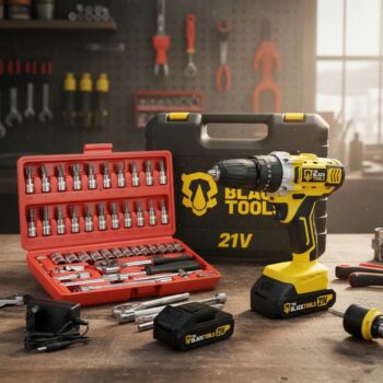 Furadeira Parafusadeira De Impacto 2 Baterias 21v + 46 Peças Amarelo 110v/220v 60hz