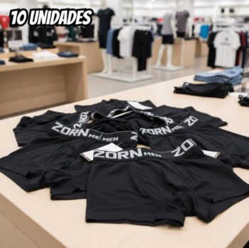 Kit 10 Cuecas Boxer Box Masculina Preta Microfibra Original