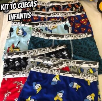 Kit 10 Cuecas Boxer Microfibra Menino Kyron Infantil