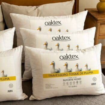 Kit 4 Travesseiros Oaktex 50×70 Antialérgico Fibra Siliconada Branco