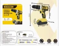 Parafusadeira Furadeira a Bateria 21V com Empunhadura Emborrachada, Bateria Recarregável e Carregador Bivolt