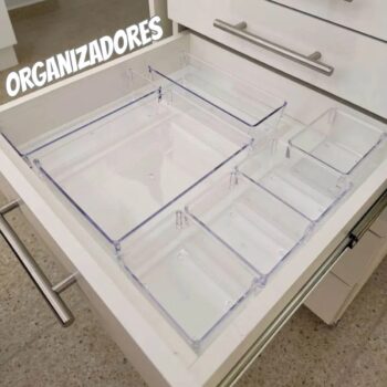 Kit 10 Organizador Multiuso Modular Gaveta Acrilico Rebirth Cor Cristal
