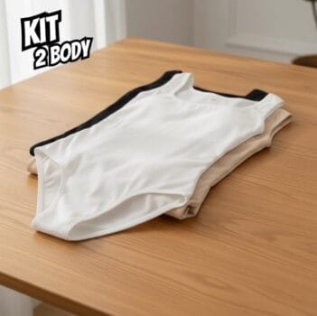 Kit 2 Body Feminino Regata Alça Larga Blusa Decote Quadrado