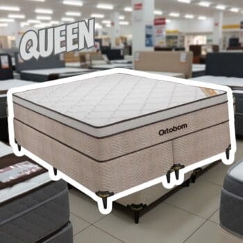 Cama Box Queen (Box + Colchão) Ortobom – de Mola 61cm de Altura New Ortotech
