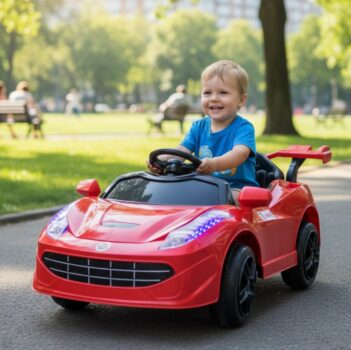 Carro Elétrico Infantil BZ Car Vermelho com Luzes, Sons e Volume Ajustável BARZI MOTORS.