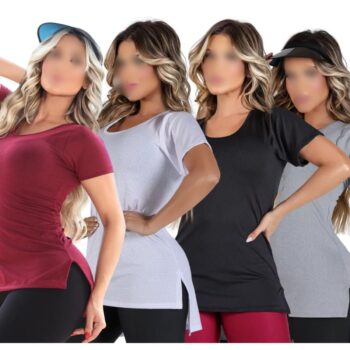 Kit 4 Blusas Tapa Bumbum Conforto Treino Academia Dry Fit