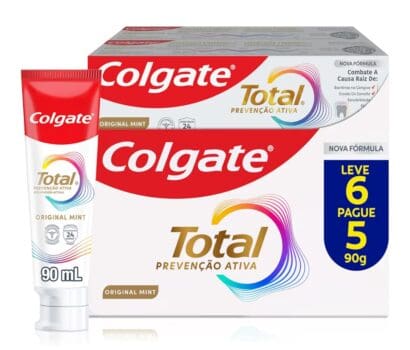 Colgate Creme Dental Total Original Mint, Prevenção Ativa, 90g 6 unidades