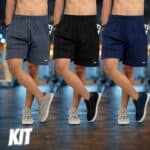 Short Bermuda Kit 3 Fitness Academia Praia Bolso Premium