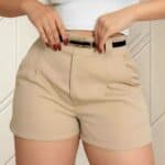 Short Feminino Social Cinto Alfaiataria Tendência Atual