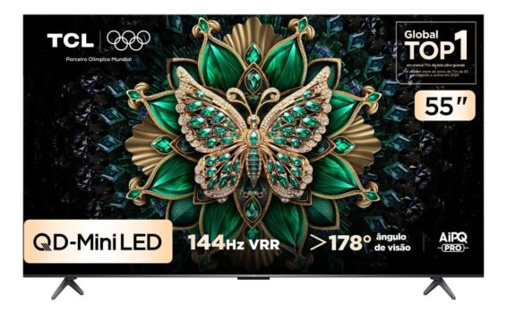 Smart TV TCL 55 Polegadas QLED Mini LED 4K C6K WiFi Bluetooth Google TV 4 HDMI 144Hz HDR10+ 55C6K