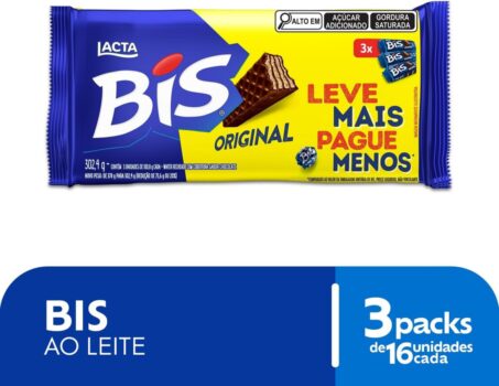 Bis Original Ao Leite – Kit com 3 unidades de 100,8g