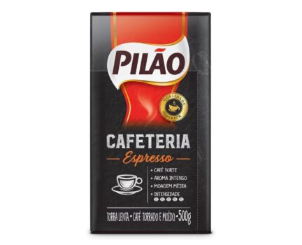 Café Pilão Torrado e Moído Cafeteria Espresso, Torra Forte, Embalagem a Vácuo com 500g