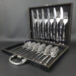 Kit 24 Faqueiro Prateada Talheres Luxo Premium Com Maleta Prateado