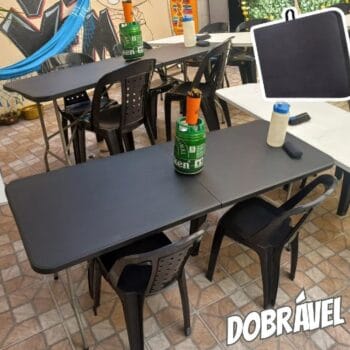 Mesa Dobrável Vira Maleta Com Alça Portátil 1.80m, Portátil, Mulltx, Preto