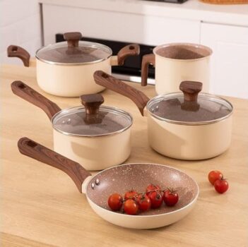 Mimo Style Jogo de 5 Panelas Alumínio Indução Pratic Cook Crema