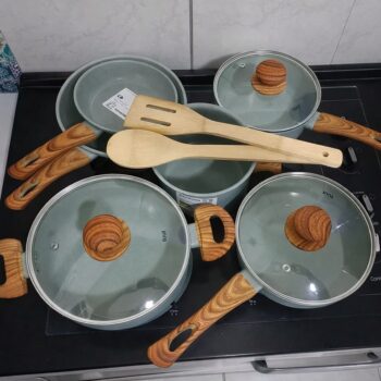 Jogo De Panelas Cerâmico Triplo Indução Tuut Ecoglid 8 Peças Cor Marble