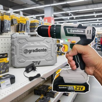 Parafusadeira Furadeira Sem Fio Gradiente GPB21VW Impacto 21V Maleta