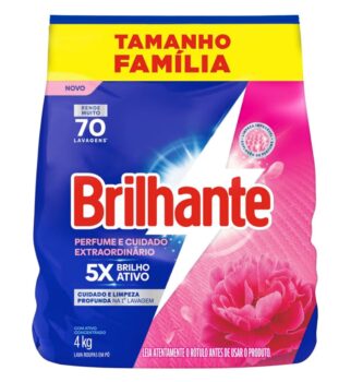Brilhante Lava-Roupas em Pó Perfume e Cuidado Extraordinário Pacote 4kg