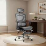 Cadeira De Escritório Ergonômica Mônaco Bt07 Luvinco Malha Respirável Com Suporte Lombar Adaptável Apoio Para Pés Retrátil Encosto Ajustável Seis Posições Suporta 200kg